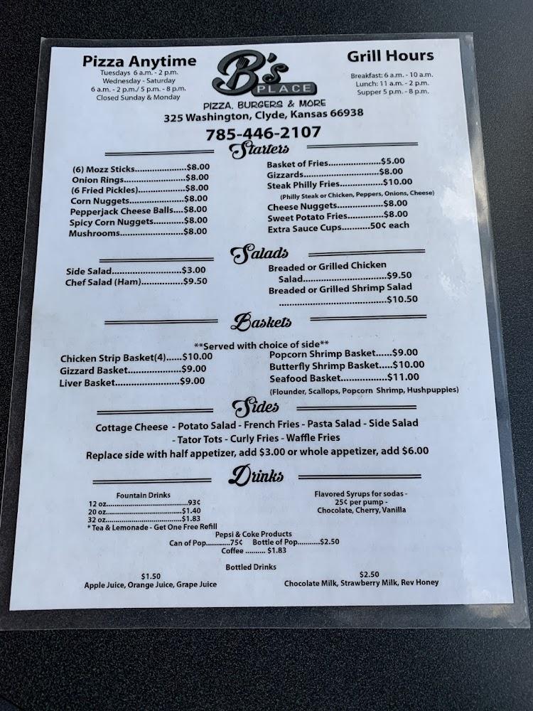 B's Place Menu image 1